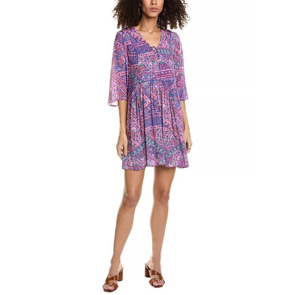 ba&sh Fleur Floral Mini Dress Purple Sz XS Boho - Picture 2 of 9